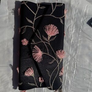 Nina Black Clutch with Pink Embroidery